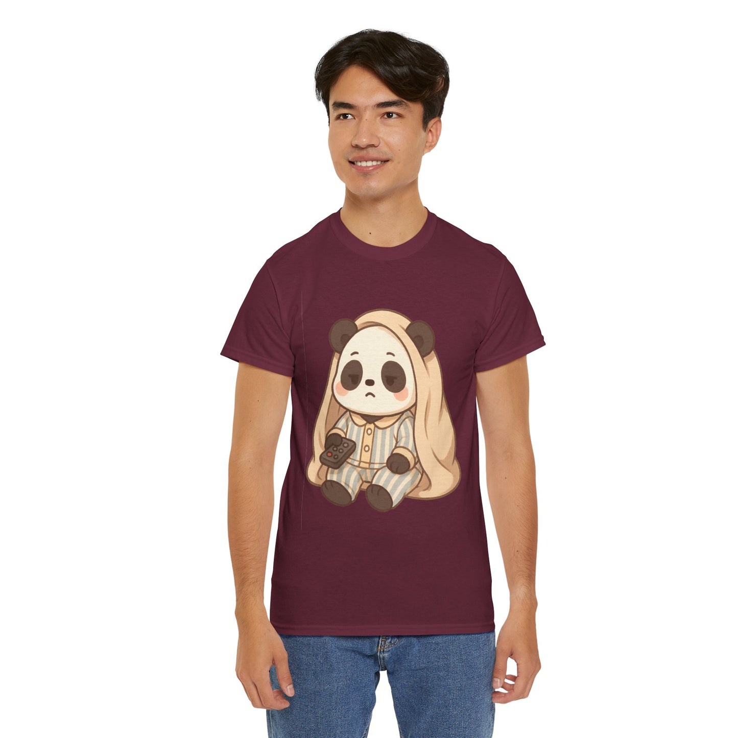 Lazy Panda Vibes Unisex Cotton Tee, Cozy Pajama Shirt, Cute Loungewear, Animal Lover Gift, Relaxing Outfit