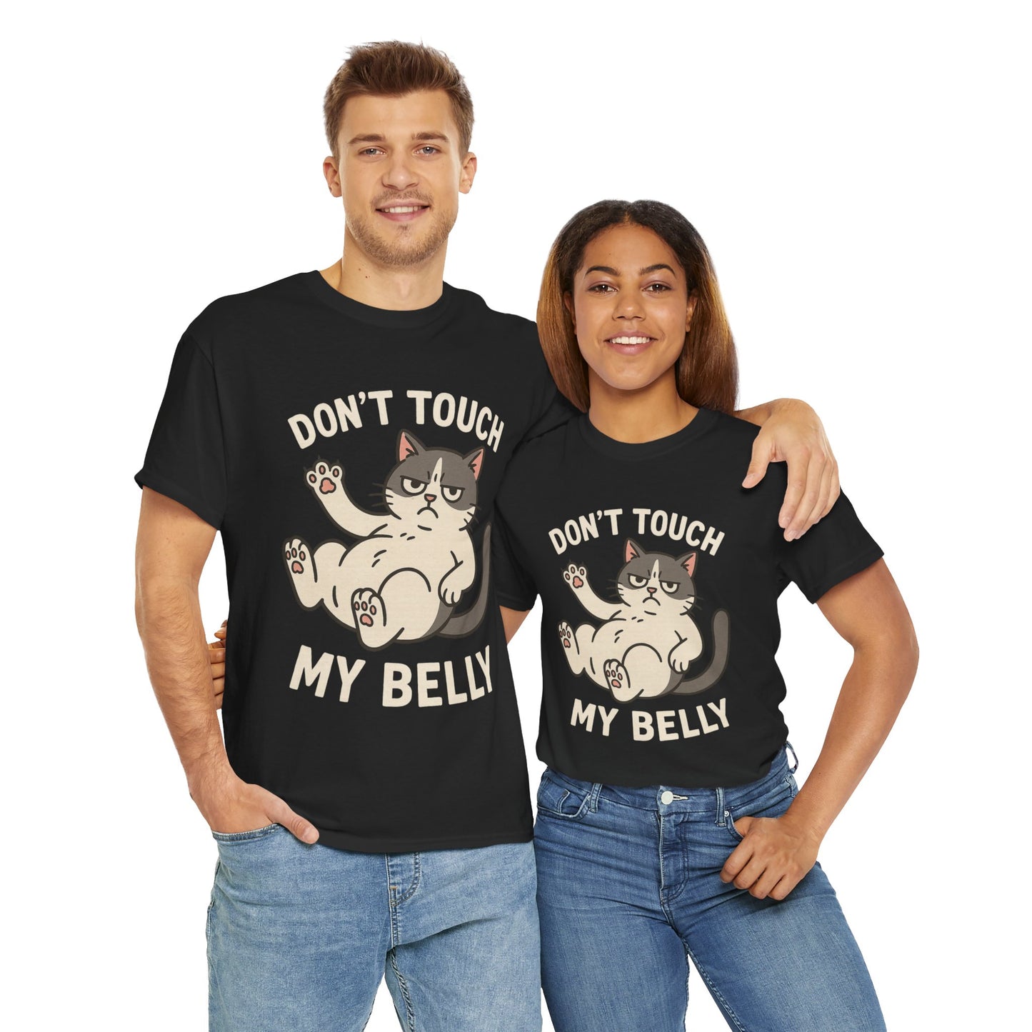 Dont Touch My Belly Cat Tee Grumpy Cat Graphic Shirt, Funny Unisex Gift