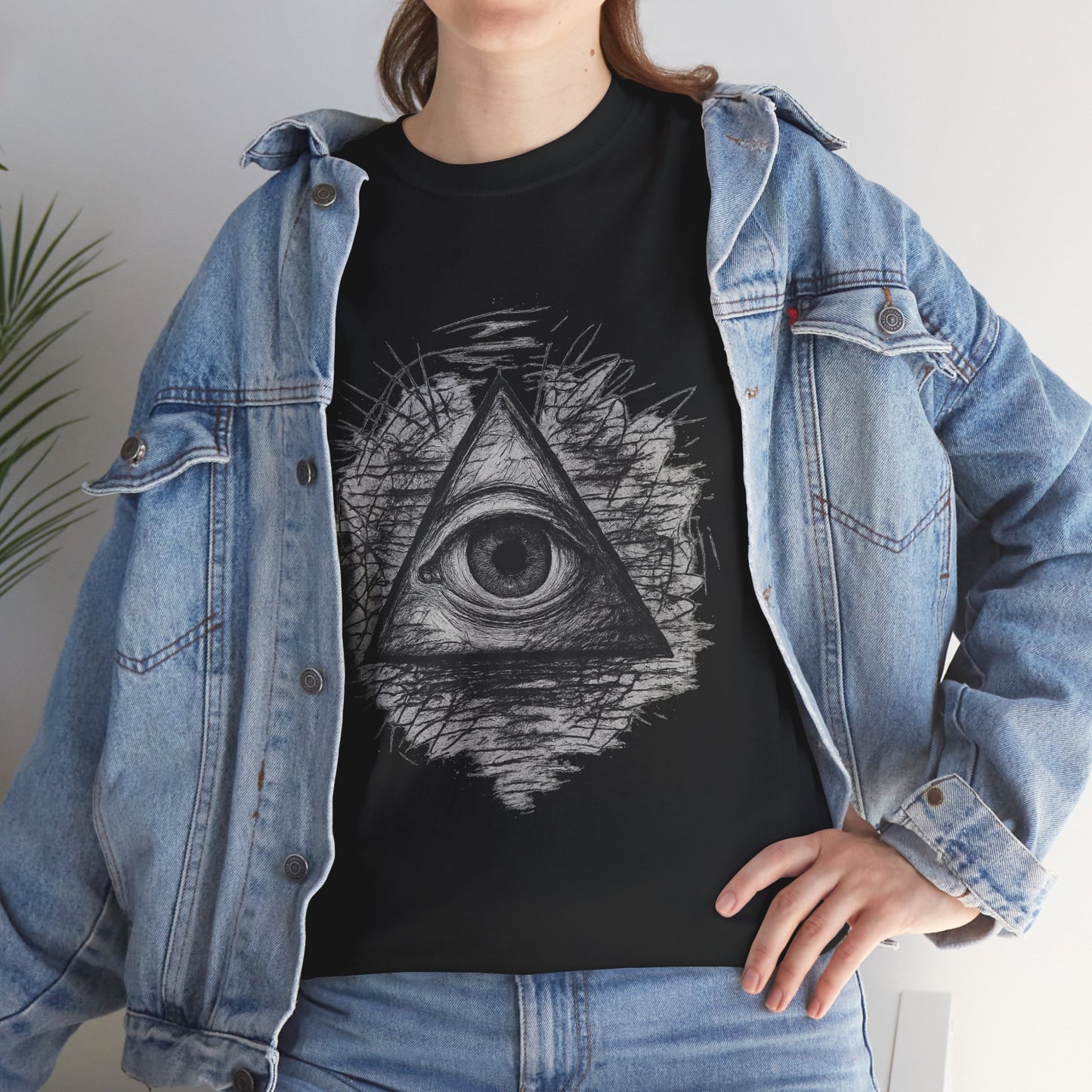 Mystic All-Seeing Eye Tee, Unisex Heavy Cotton Shirt, Occult Symbol T-Shirt, Grunge Style Gift, Esoteric Apparel