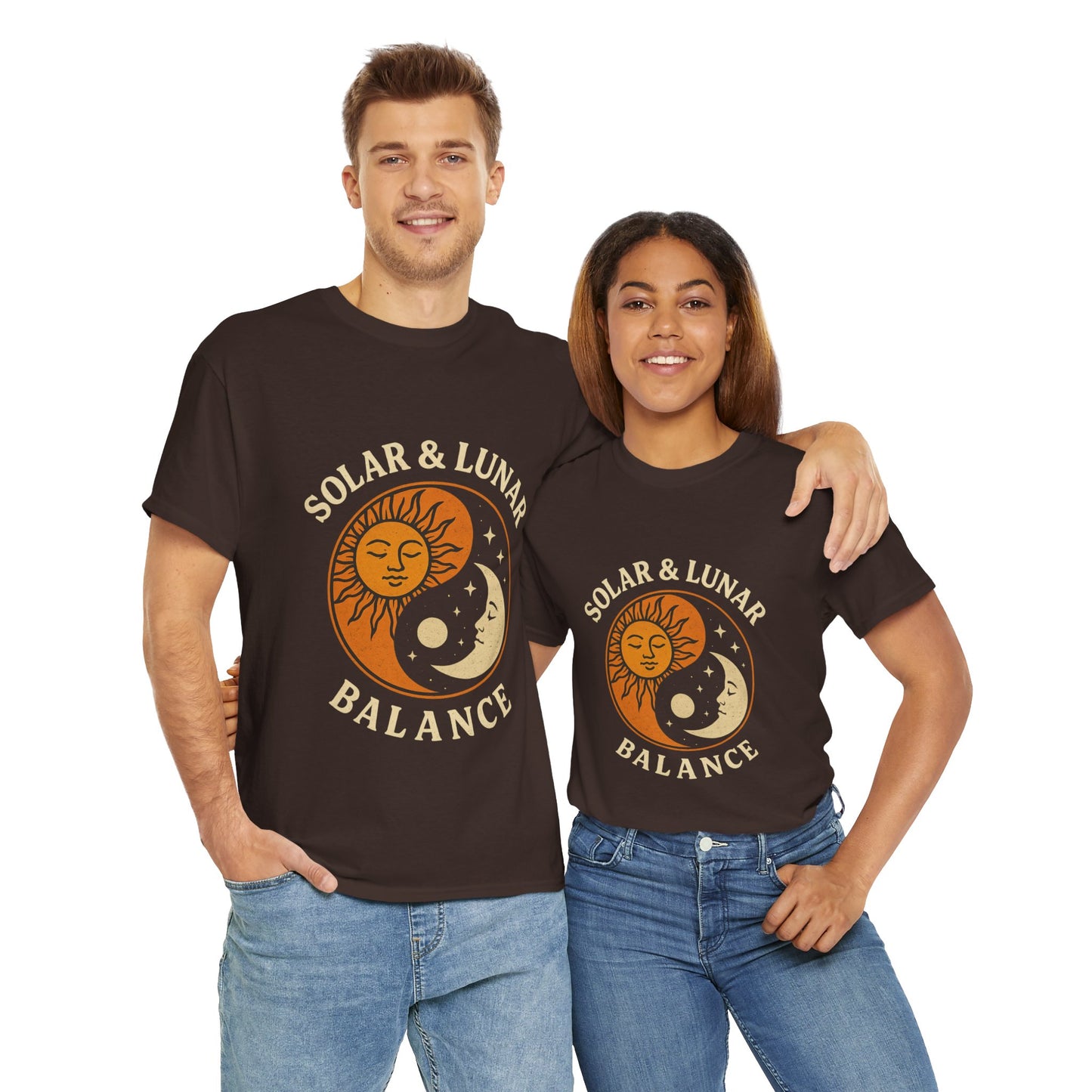 Solar & Lunar Balance T-Shirt - Yin Yang Sun and Moon Tee - Unisex Vintage Astrology Shirt - Retro Celestial Spiritual Gift