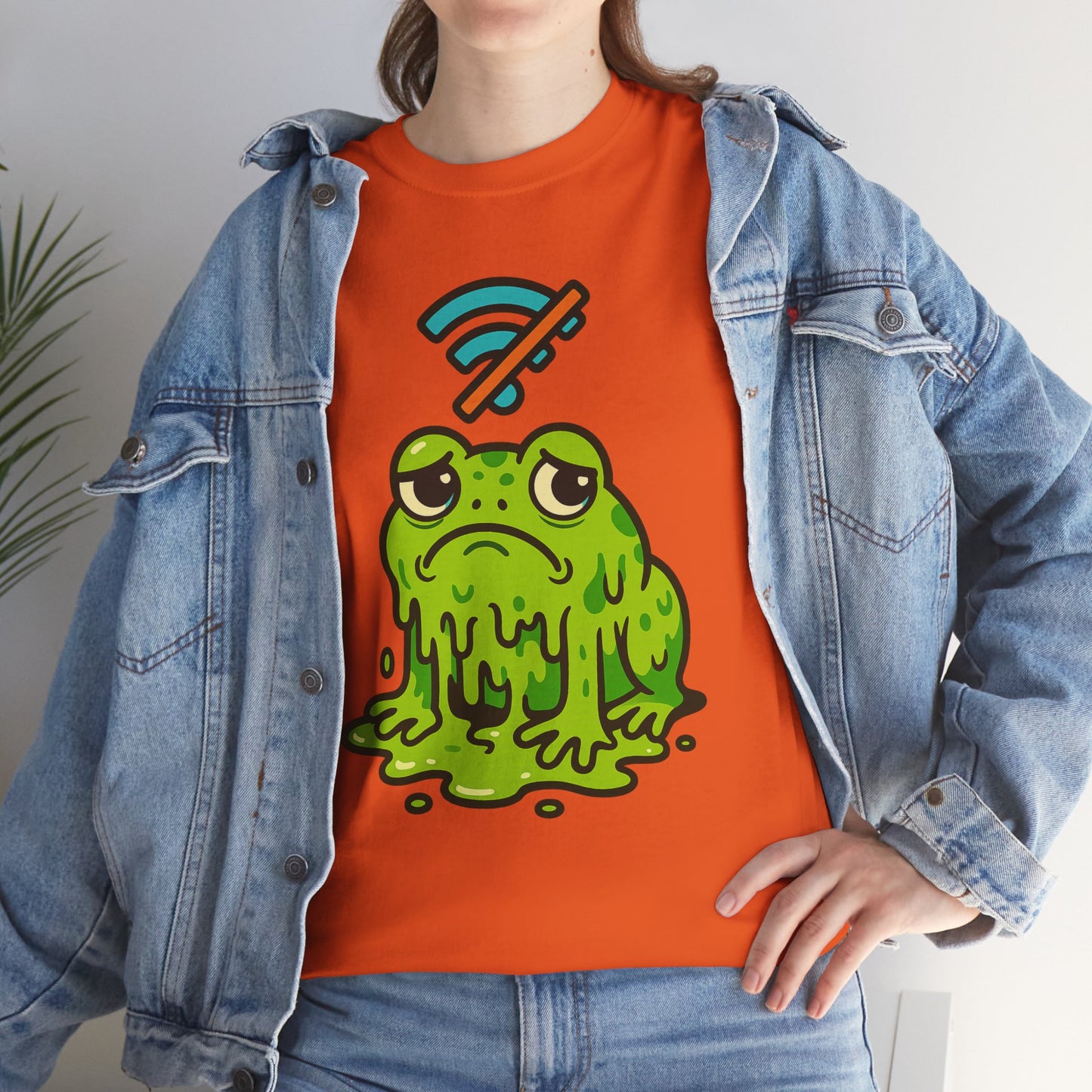 Melting Frog Meme T-Shirt, Funny No WiFi Tee, Internet Is Down Shirt, Cute Cartoon Frog Graphic, Gen Z Gift, Unisex Cotton Top