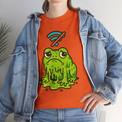 Melting Frog Meme T-Shirt, Funny No WiFi Tee, Internet Is Down Shirt, Cute Cartoon Frog Graphic, Gen Z Gift, Unisex Cotton Top