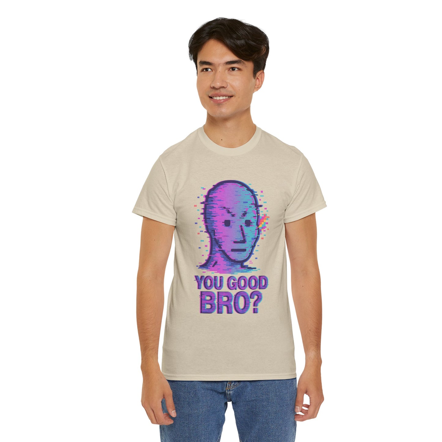 You Good Bro? Glitch Meme T-Shirt, Vaporwave NPC Shirt, Funny Unisex Graphic Tee, Digital Humor Gift, Gen Z Internet Culture Top