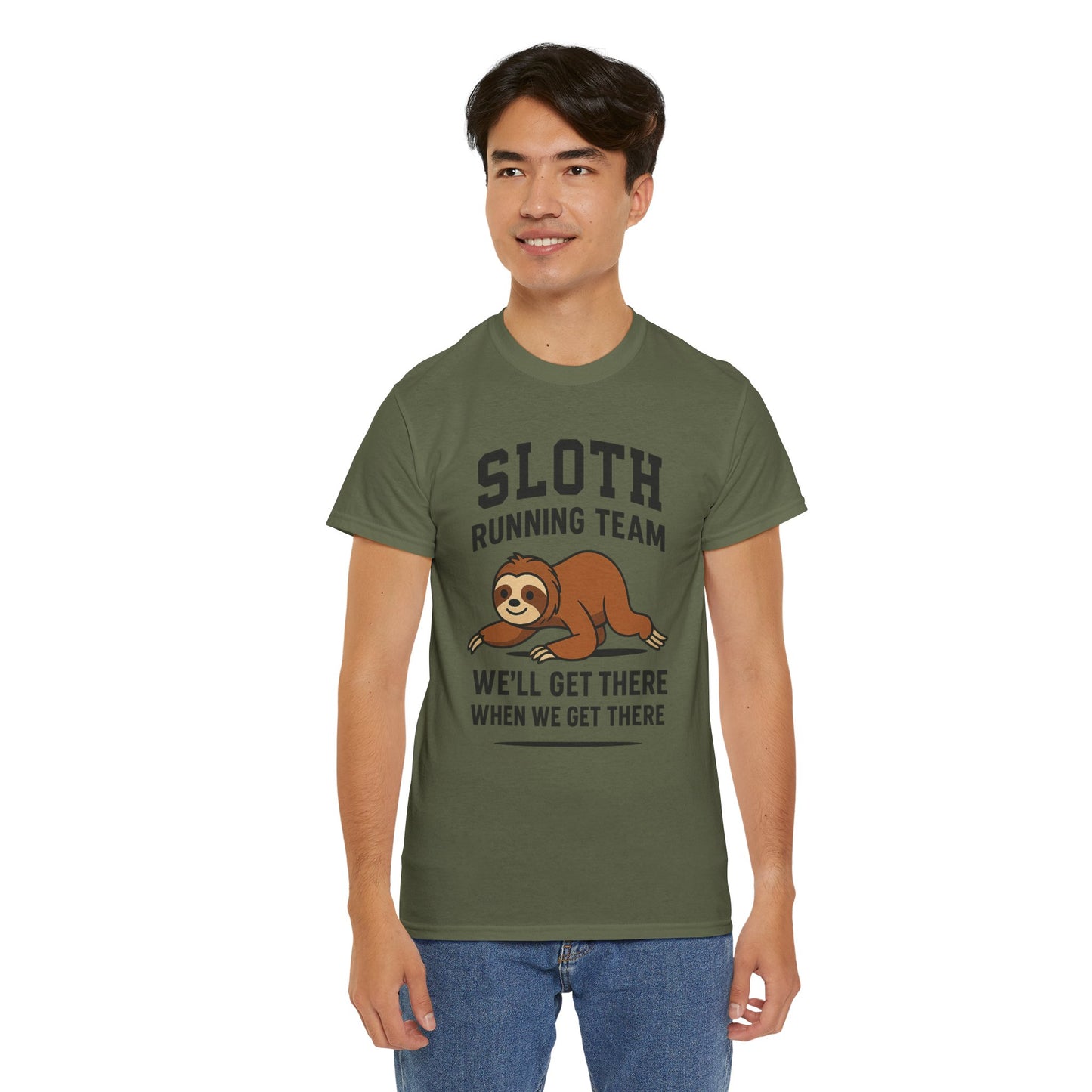 Sloth Running Team Shirt Funny Lazy Animal Tee Unisex Humor Gift Cool Fitness Top