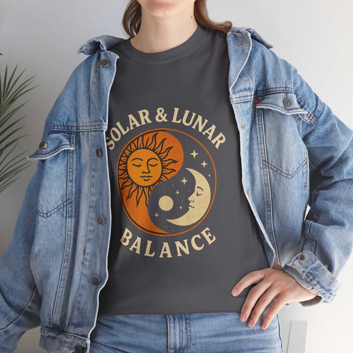 Solar & Lunar Balance T-Shirt - Yin Yang Sun and Moon Tee - Unisex Vintage Astrology Shirt - Retro Celestial Spiritual Gift