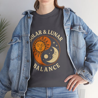 Solar & Lunar Balance T-Shirt - Yin Yang Sun and Moon Tee - Unisex Vintage Astrology Shirt - Retro Celestial Spiritual Gift