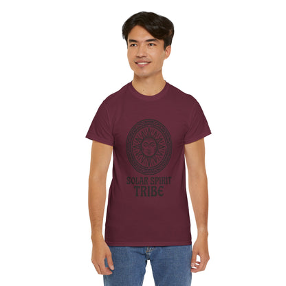Solar Spirit Tribe Unisex T-Shirt, Sun Symbol Tee, Tribal Graphic Shirt, Boho Festival Top, Nature Lover Gift, Eco Spiritual Wear