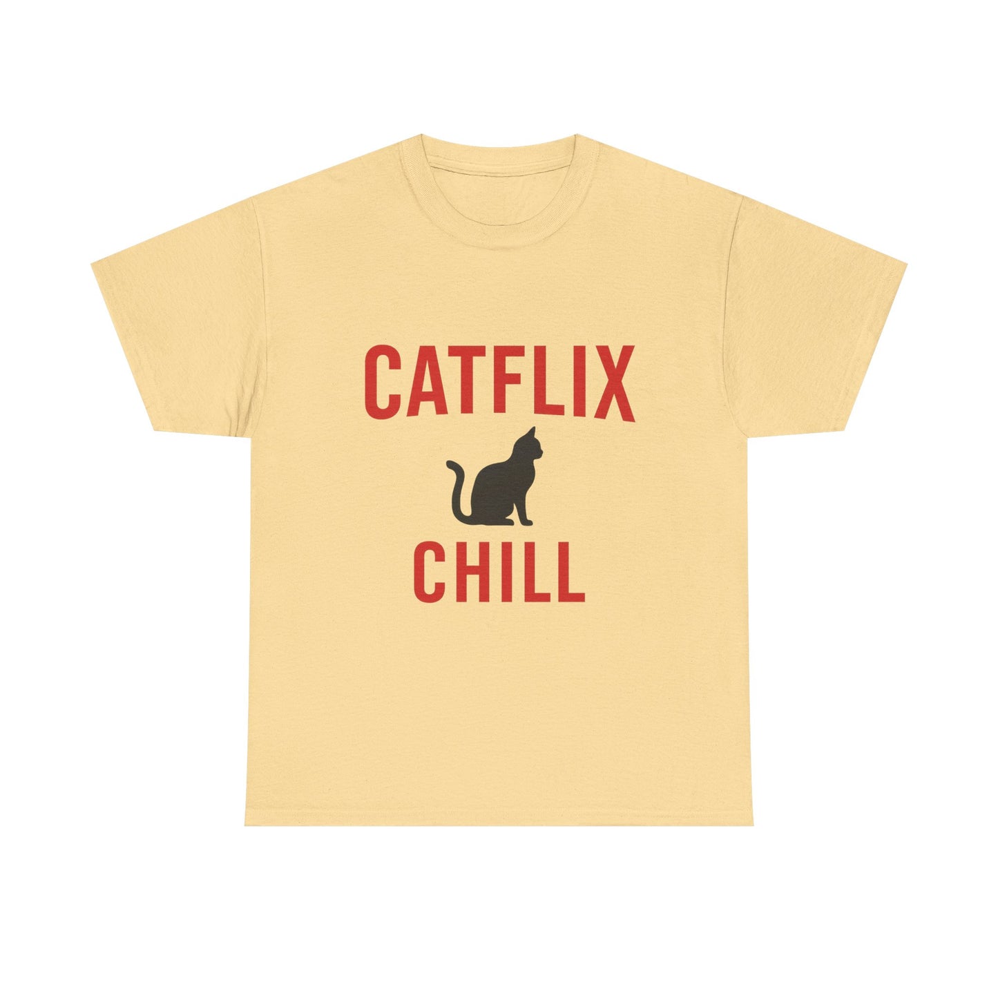 Catflix & Chill T-Shirt – Funny Cat Meme Shirt – Cozy Netflix Parody Tee – Unisex Cat Lover Gift