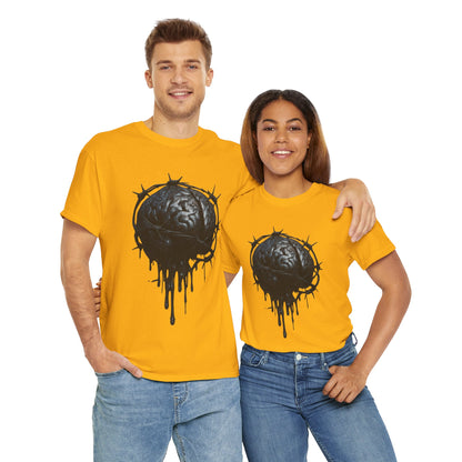Dark Dripping Brain Tee, Unisex Heavy Cotton Shirt, Horror Fashion, Gothic Grunge Apparel, Edgy Gift for Him/Her
