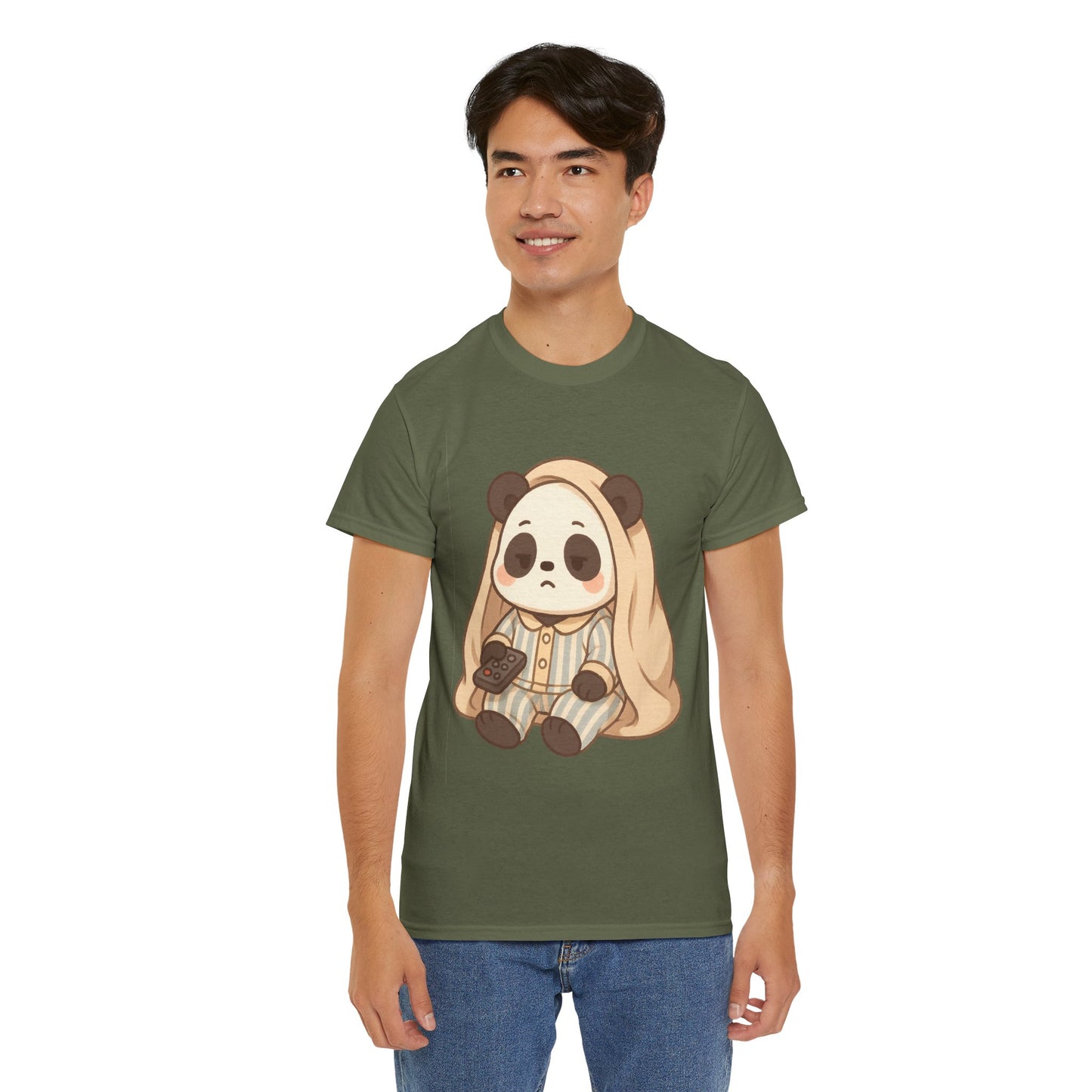 Lazy Panda Vibes Unisex Cotton Tee, Cozy Pajama Shirt, Cute Loungewear, Animal Lover Gift, Relaxing Outfit