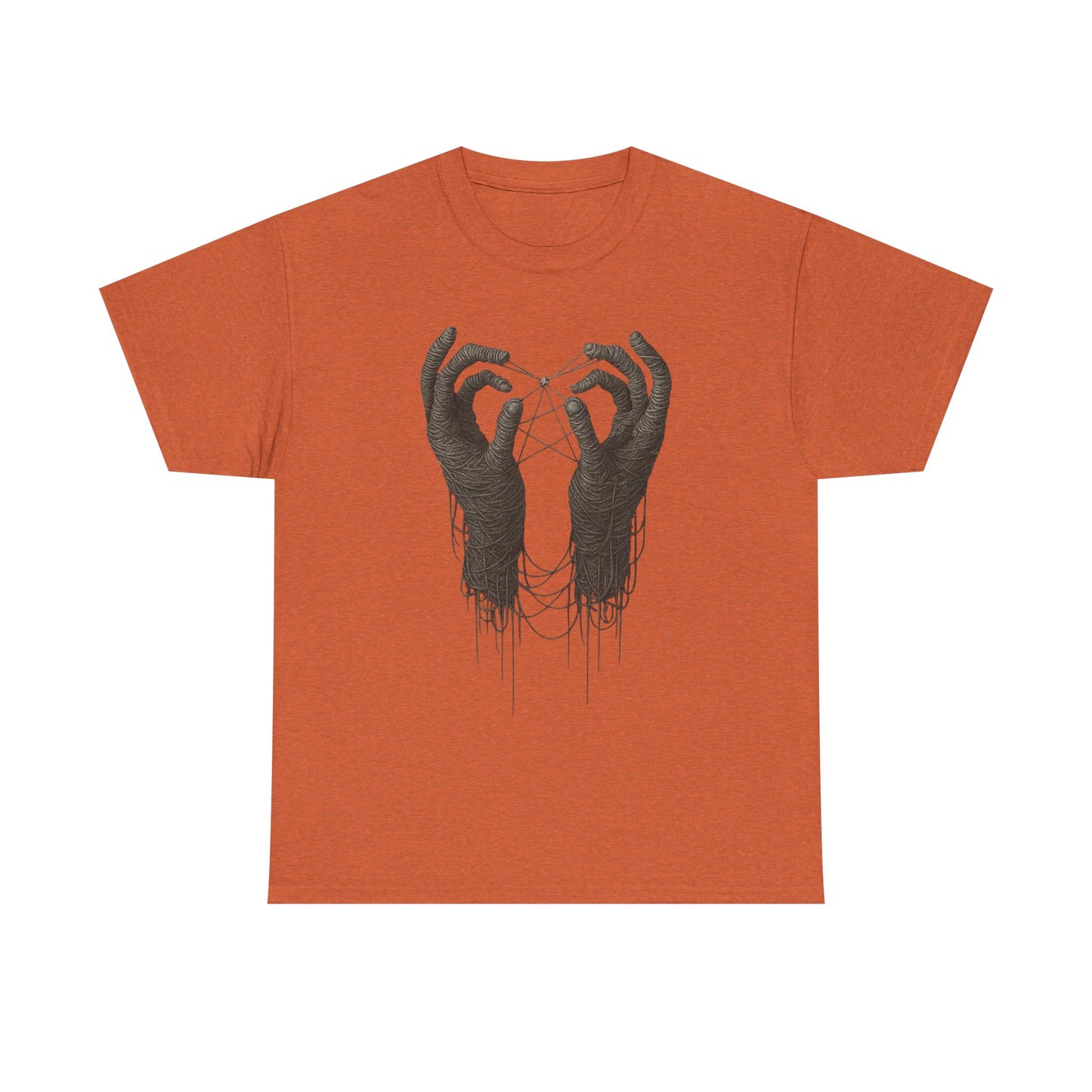 Mystic Thread Hands Unisex Heavy Cotton Tee, Dark Art Graphic T-Shirt, Witchy Aesthetic Shirt, Gothic Casual Wear, Unique Gift for Him or Her