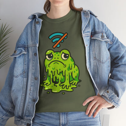 Melting Frog Meme T-Shirt, Funny No WiFi Tee, Internet Is Down Shirt, Cute Cartoon Frog Graphic, Gen Z Gift, Unisex Cotton Top