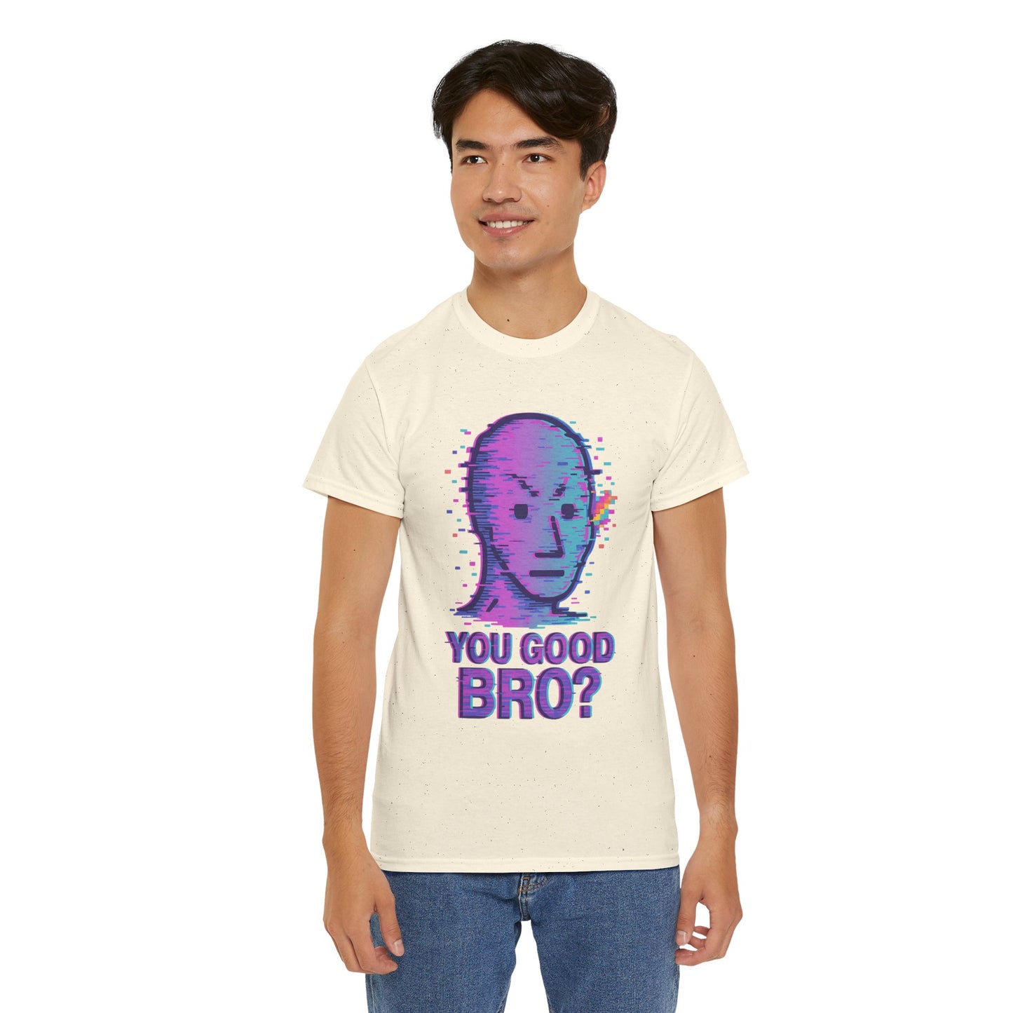 You Good Bro? Glitch Meme T-Shirt, Vaporwave NPC Shirt, Funny Unisex Graphic Tee, Digital Humor Gift, Gen Z Internet Culture Top