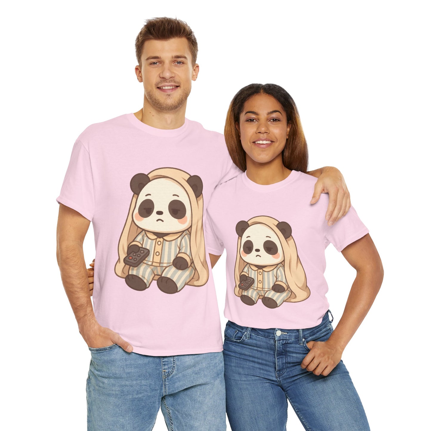 Lazy Panda Vibes Unisex Cotton Tee, Cozy Pajama Shirt, Cute Loungewear, Animal Lover Gift, Relaxing Outfit