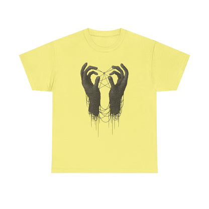 Mystic Thread Hands Unisex Heavy Cotton Tee, Dark Art Graphic T-Shirt, Witchy Aesthetic Shirt, Gothic Casual Wear, Unique Gift for Him or Her