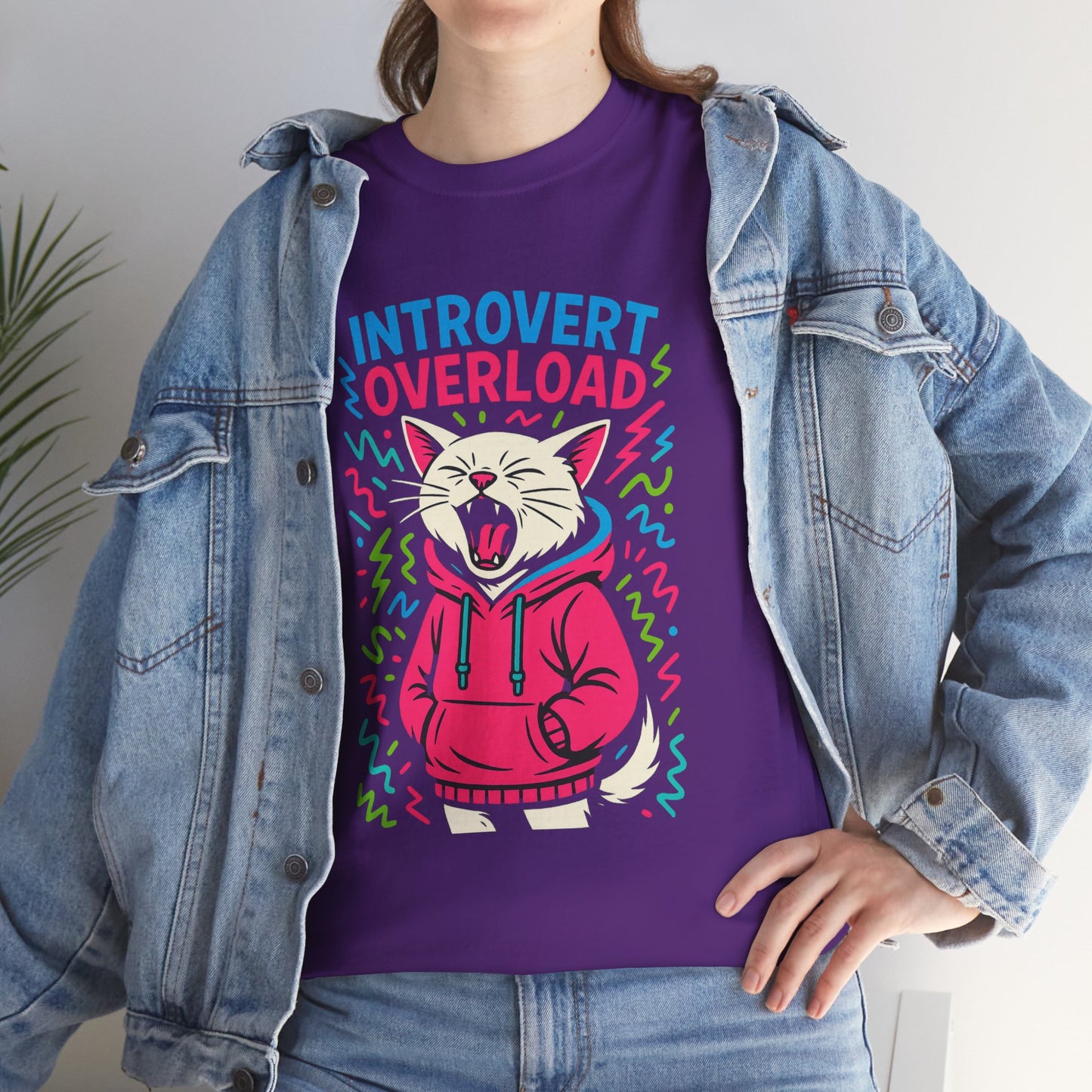 Introvert Overload Cat Shirt, Funny Hoodie Cat Tee, Social Anxiety Meme Shirt, Unisex Gift for Cat Lovers, Loud Crowd Humor Top