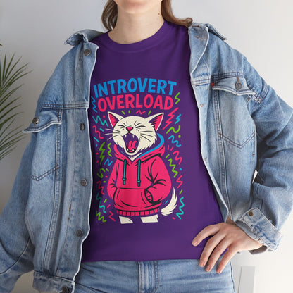 Introvert Overload Cat Shirt, Funny Hoodie Cat Tee, Social Anxiety Meme Shirt, Unisex Gift for Cat Lovers, Loud Crowd Humor Top