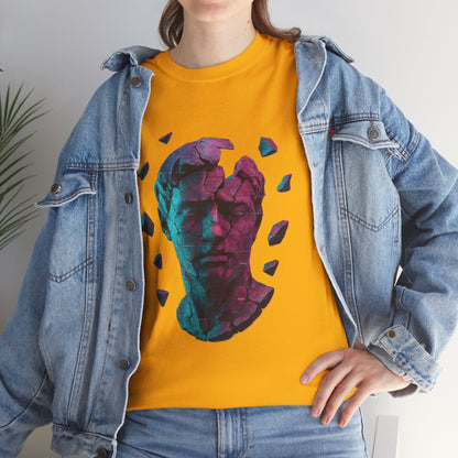 Broken Statue T-Shirt, Unisex Heavy Cotton Tee, Vaporwave Shirt, Glitch Aesthetic Art, Digital Decay Design