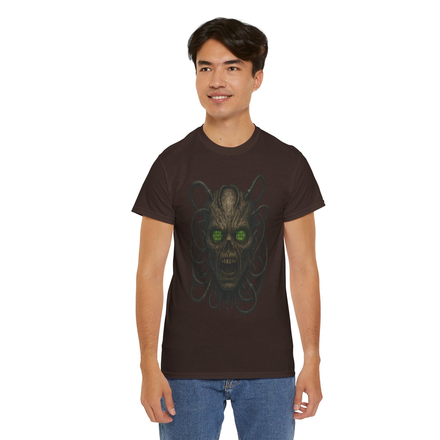 Neural Wraith T-Shirt, Gothic Horror Tee, Sci-Fi Skull Shirt, Cyberpunk Unisex Graphic, Dark Techwear