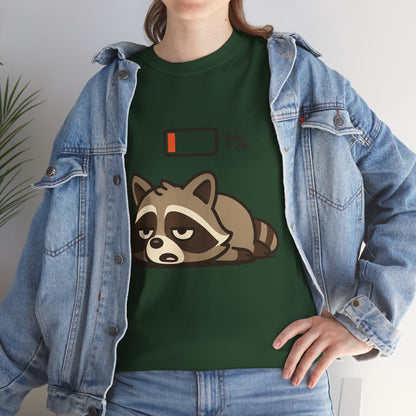 Sleepy Raccoon Tee, Funny Animal Shirt, Lazy Day Outfit, Cozy Gift, Unisex Cotton Tee