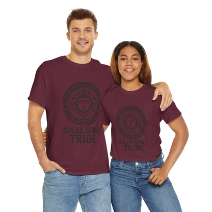 Solar Spirit Tribe Unisex T-Shirt, Sun Symbol Tee, Tribal Graphic Shirt, Boho Festival Top, Nature Lover Gift, Eco Spiritual Wear