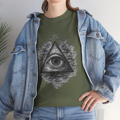 Mystic All-Seeing Eye Tee, Unisex Heavy Cotton Shirt, Occult Symbol T-Shirt, Grunge Style Gift, Esoteric Apparel