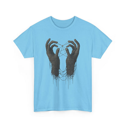 Mystic Thread Hands Unisex Heavy Cotton Tee, Dark Art Graphic T-Shirt, Witchy Aesthetic Shirt, Gothic Casual Wear, Unique Gift for Him or Her