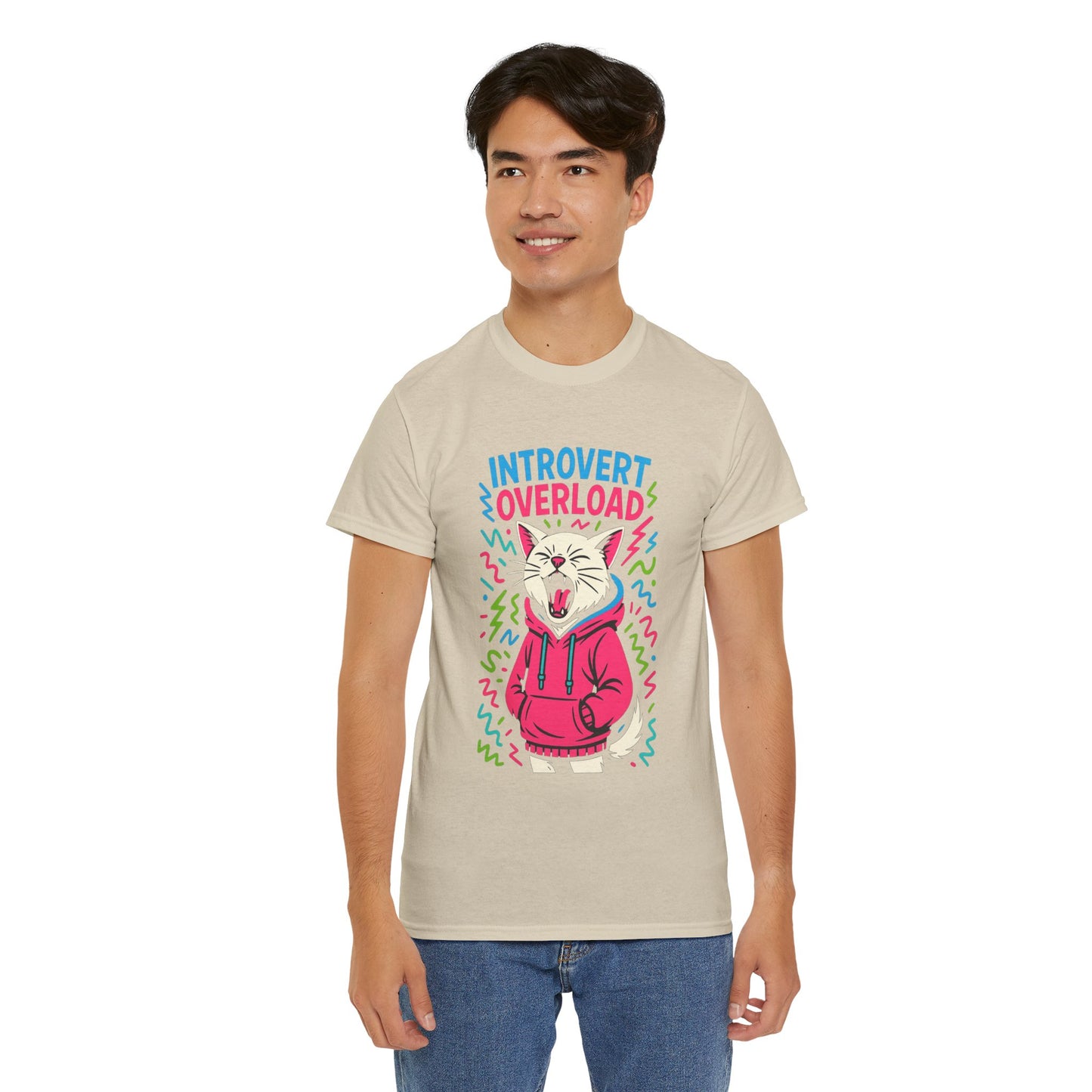 Introvert Overload Cat Shirt, Funny Hoodie Cat Tee, Social Anxiety Meme Shirt, Unisex Gift for Cat Lovers, Loud Crowd Humor Top
