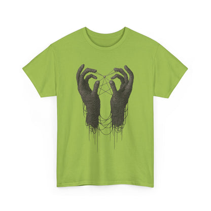 Mystic Thread Hands Unisex Heavy Cotton Tee, Dark Art Graphic T-Shirt, Witchy Aesthetic Shirt, Gothic Casual Wear, Unique Gift for Him or Her