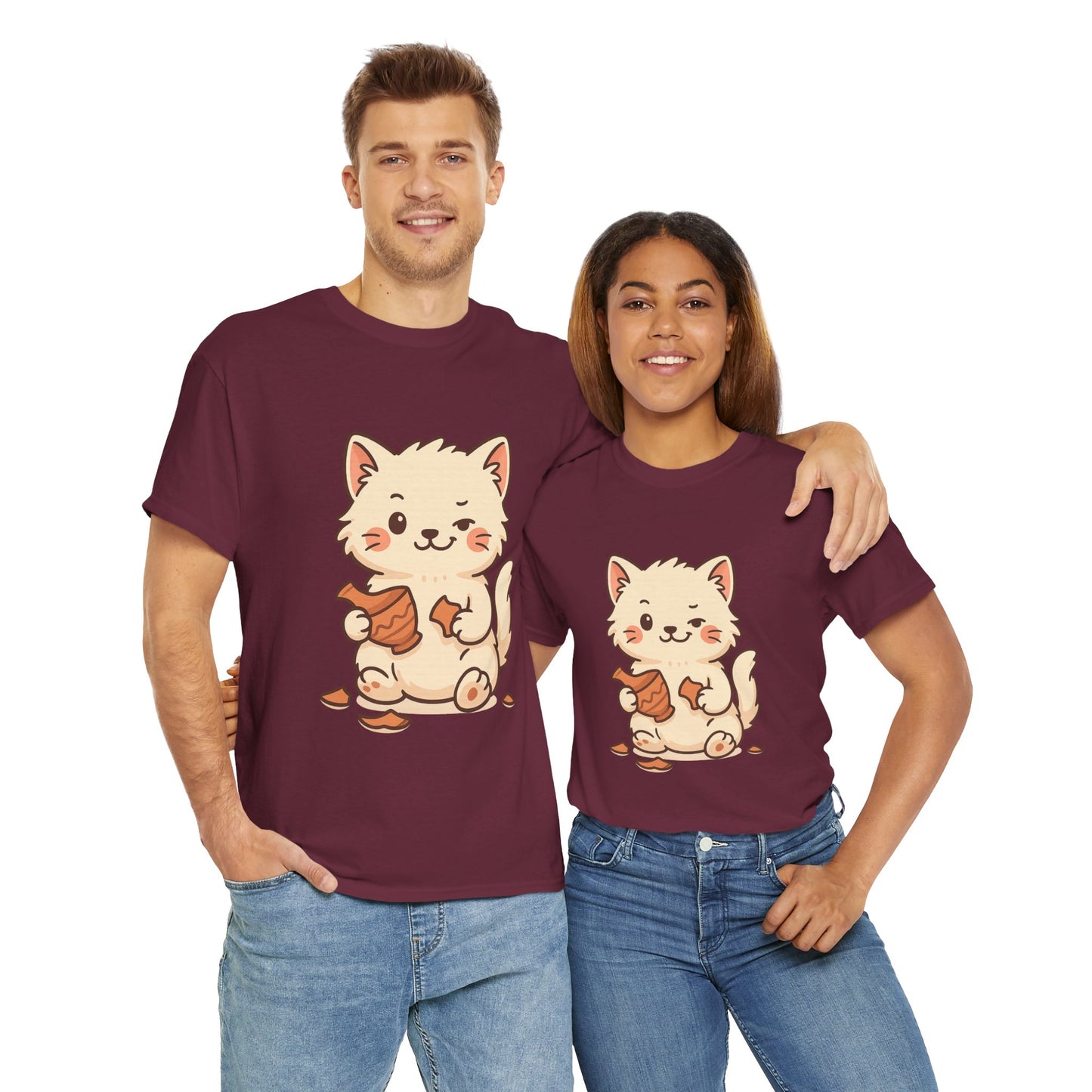 Cute Naughty Cat T-Shirt - Funny Kawaii Cat Shirt for Pet Lovers, Paws & Claws Collection