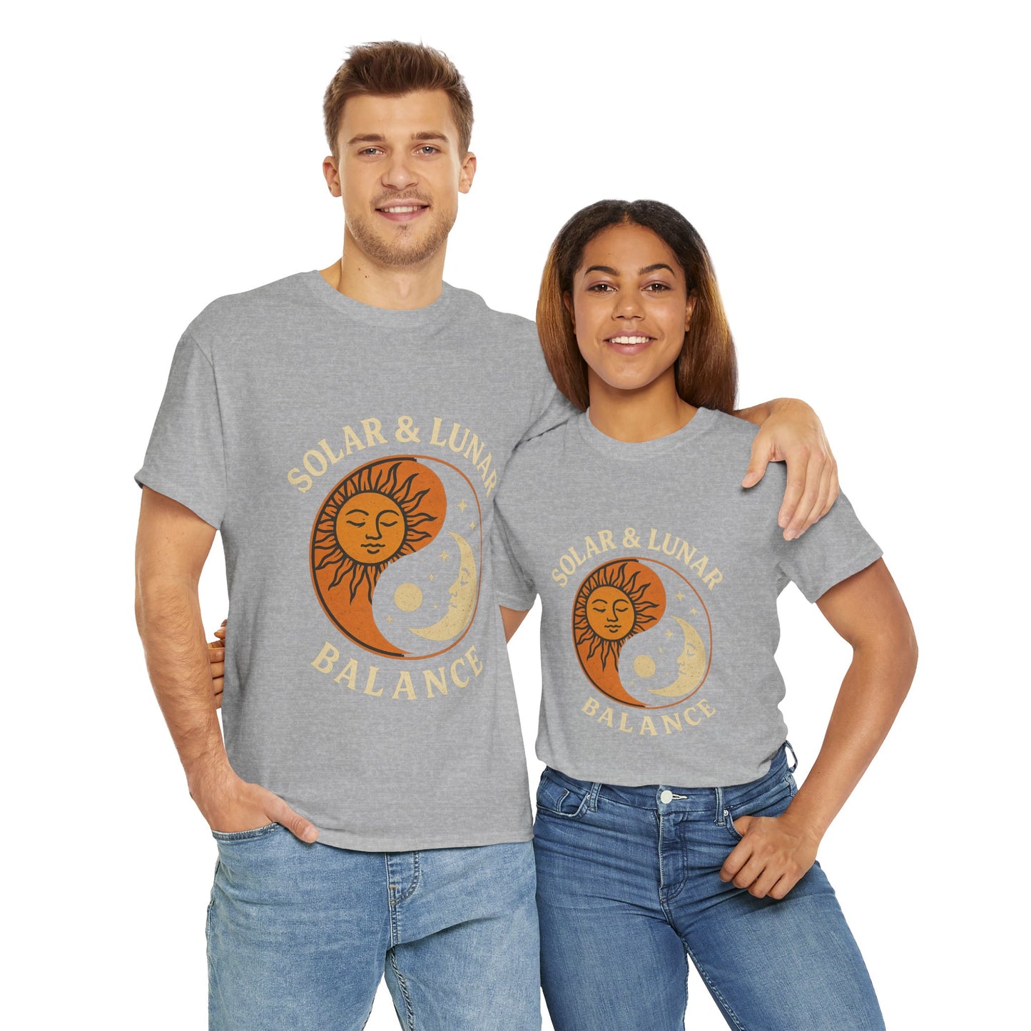 Solar & Lunar Balance T-Shirt - Yin Yang Sun and Moon Tee - Unisex Vintage Astrology Shirt - Retro Celestial Spiritual Gift