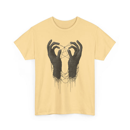 Mystic Thread Hands Unisex Heavy Cotton Tee, Dark Art Graphic T-Shirt, Witchy Aesthetic Shirt, Gothic Casual Wear, Unique Gift for Him or Her