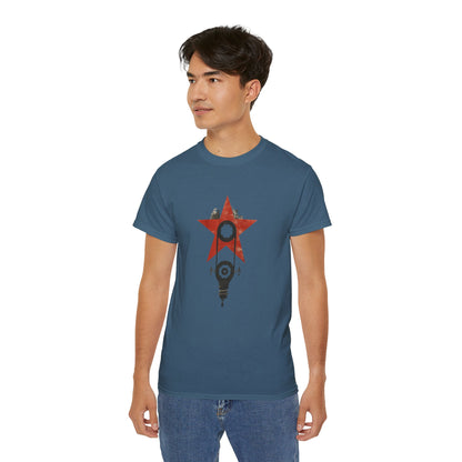Red Star Mechanism Tee - Revolution T-Shirt, Steampunk Gear Shirt, Vintage Tech Art, Unisex Retro Design Tee