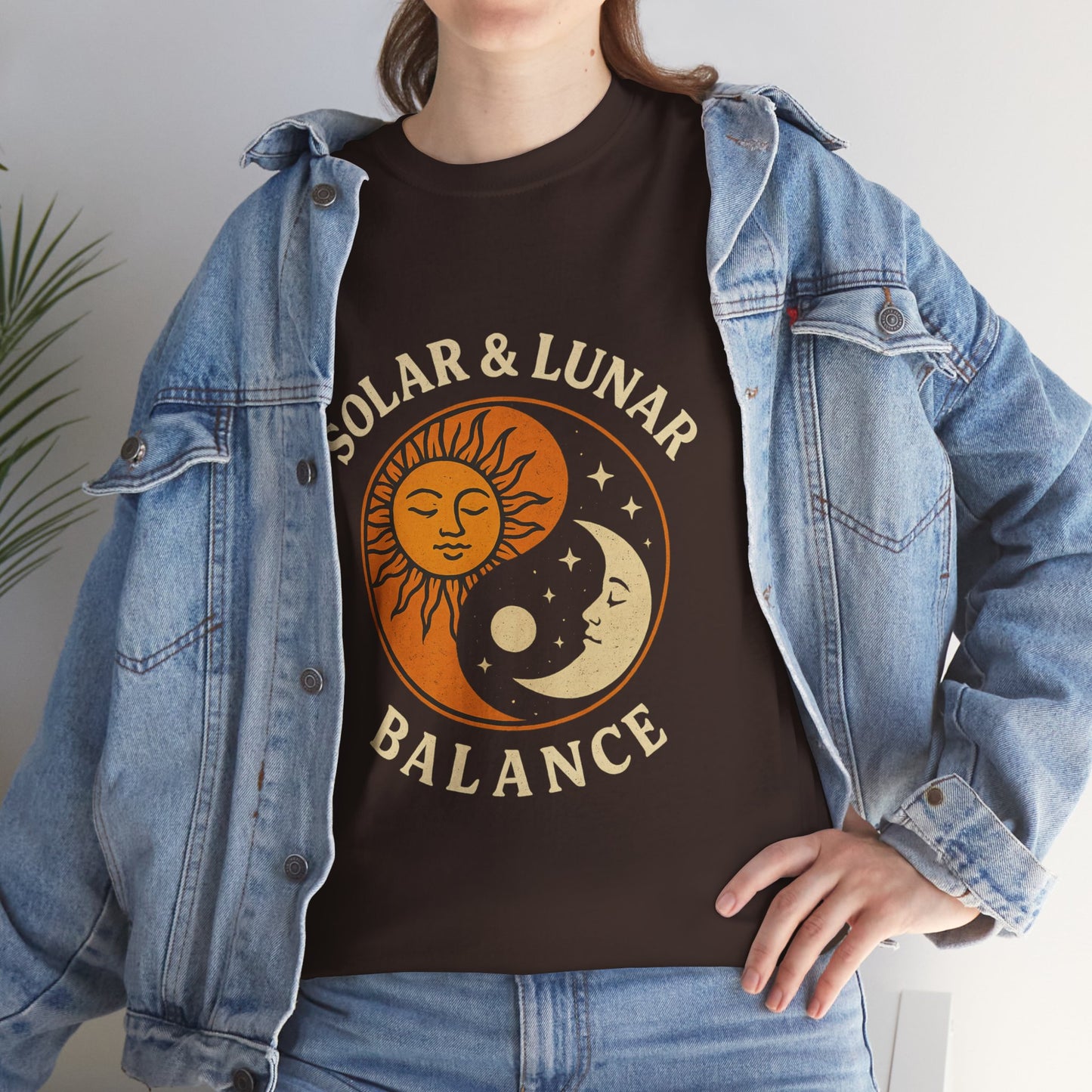 Solar & Lunar Balance T-Shirt - Yin Yang Sun and Moon Tee - Unisex Vintage Astrology Shirt - Retro Celestial Spiritual Gift