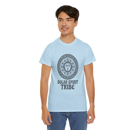 Solar Spirit Tribe Unisex T-Shirt, Sun Symbol Tee, Tribal Graphic Shirt, Boho Festival Top, Nature Lover Gift, Eco Spiritual Wear