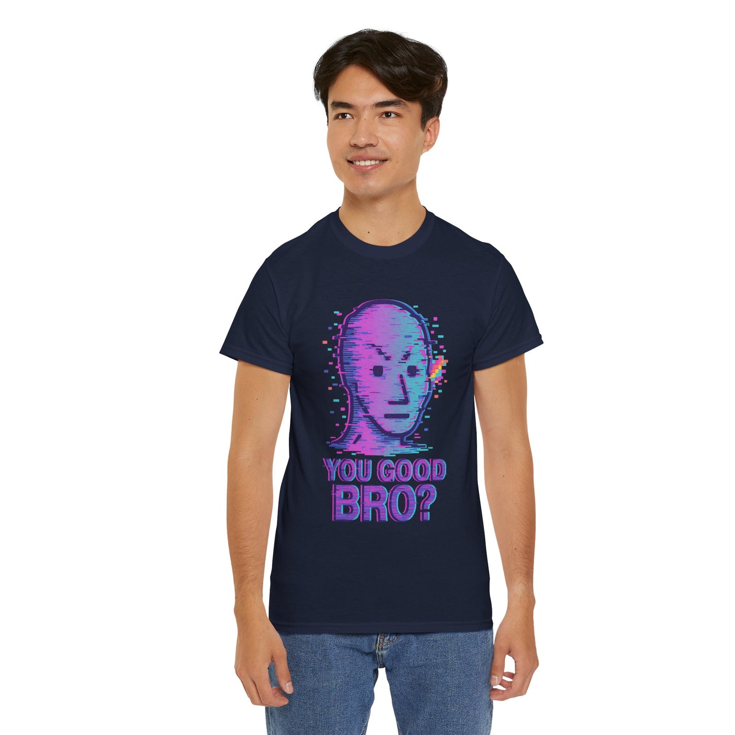 You Good Bro? Glitch Meme T-Shirt, Vaporwave NPC Shirt, Funny Unisex Graphic Tee, Digital Humor Gift, Gen Z Internet Culture Top