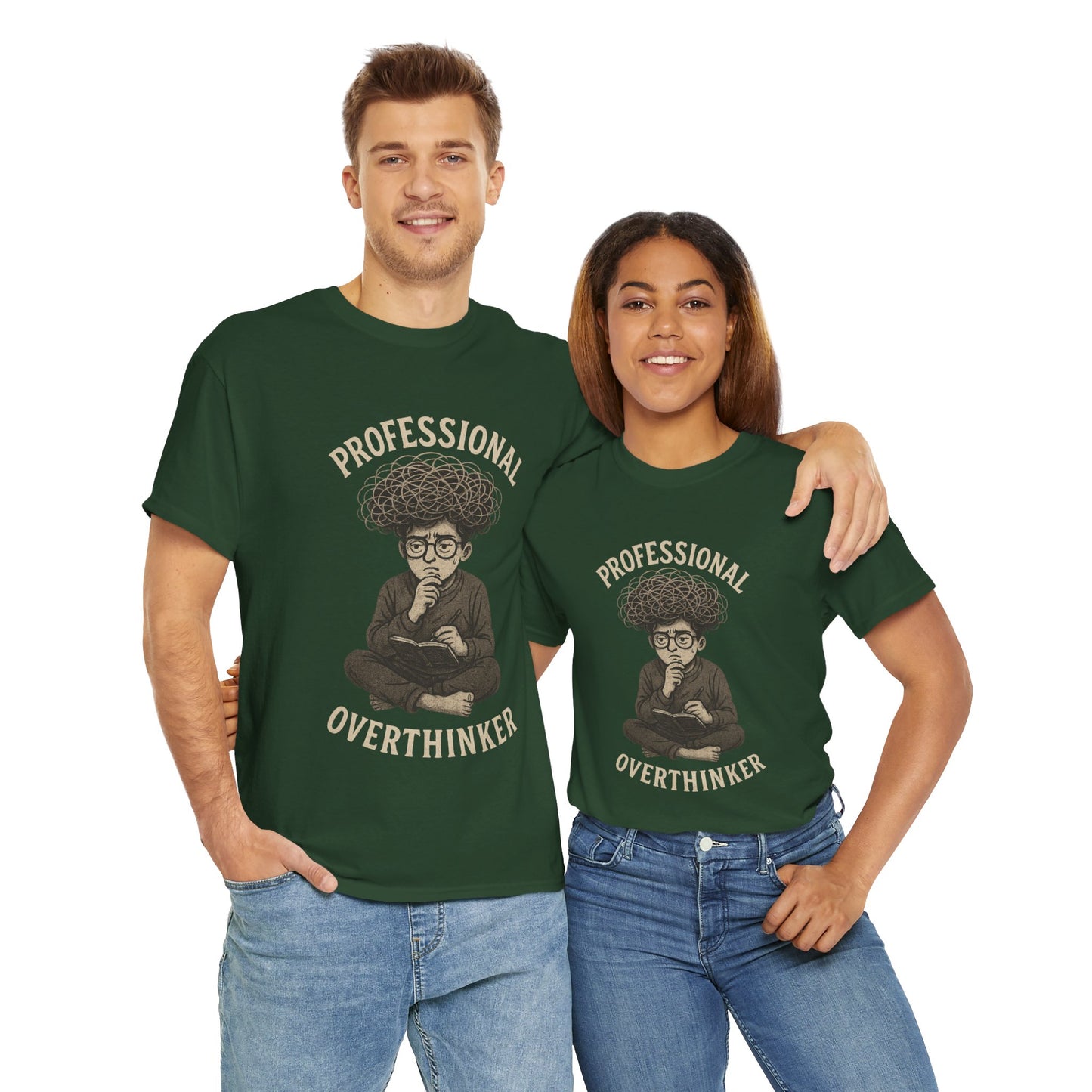 Professional Overthinker Shirt - Funny Thoughtful T-Shirt, Unisex Heavy Cotton Tee, Gift for Deep Thinkers, Casual Comfort Tee
