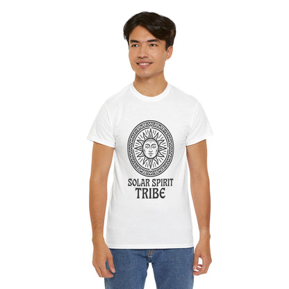 Solar Spirit Tribe Unisex T-Shirt, Sun Symbol Tee, Tribal Graphic Shirt, Boho Festival Top, Nature Lover Gift, Eco Spiritual Wear