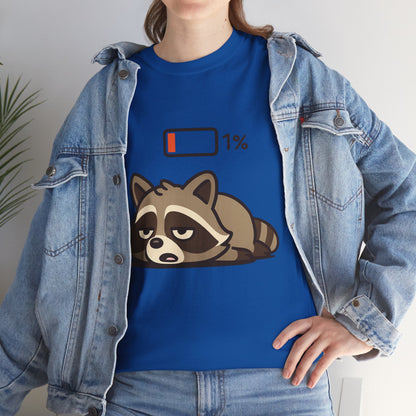 Sleepy Raccoon Tee, Funny Animal Shirt, Lazy Day Outfit, Cozy Gift, Unisex Cotton Tee