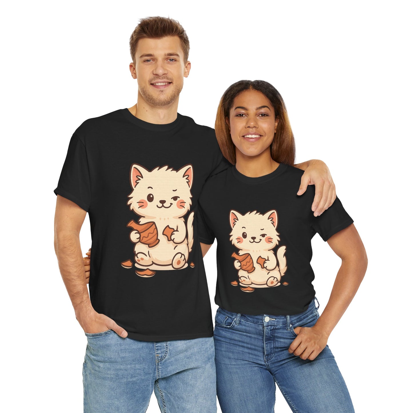 Cute Naughty Cat T-Shirt - Funny Kawaii Cat Shirt for Pet Lovers, Paws & Claws Collection