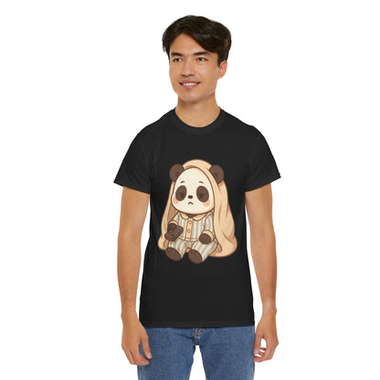 Lazy Panda Vibes Unisex Cotton Tee, Cozy Pajama Shirt, Cute Loungewear, Animal Lover Gift, Relaxing Outfit