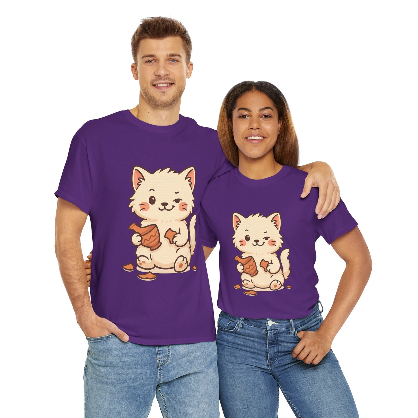 Cute Naughty Cat T-Shirt - Funny Kawaii Cat Shirt for Pet Lovers, Paws & Claws Collection