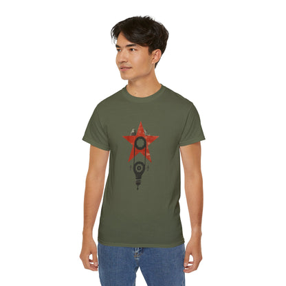 Red Star Mechanism Tee - Revolution T-Shirt, Steampunk Gear Shirt, Vintage Tech Art, Unisex Retro Design Tee