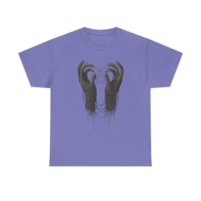 Mystic Thread Hands Unisex Heavy Cotton Tee, Dark Art Graphic T-Shirt, Witchy Aesthetic Shirt, Gothic Casual Wear, Unique Gift for Him or Her