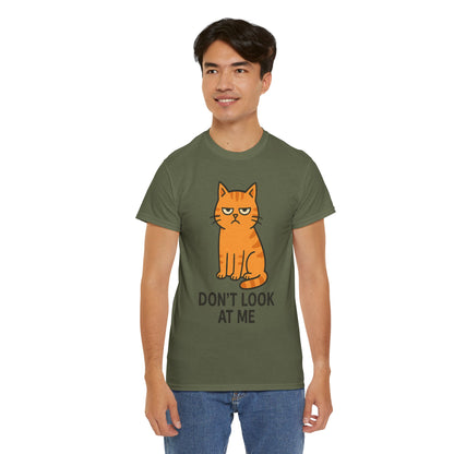 Grumpy Cat Tee - Don't Look At Me Shirt, Funny Gift for Cat Lovers, Unisex Graphic T-Shirt, Sassy Feline Humor, Casual Pet Lover Apparel