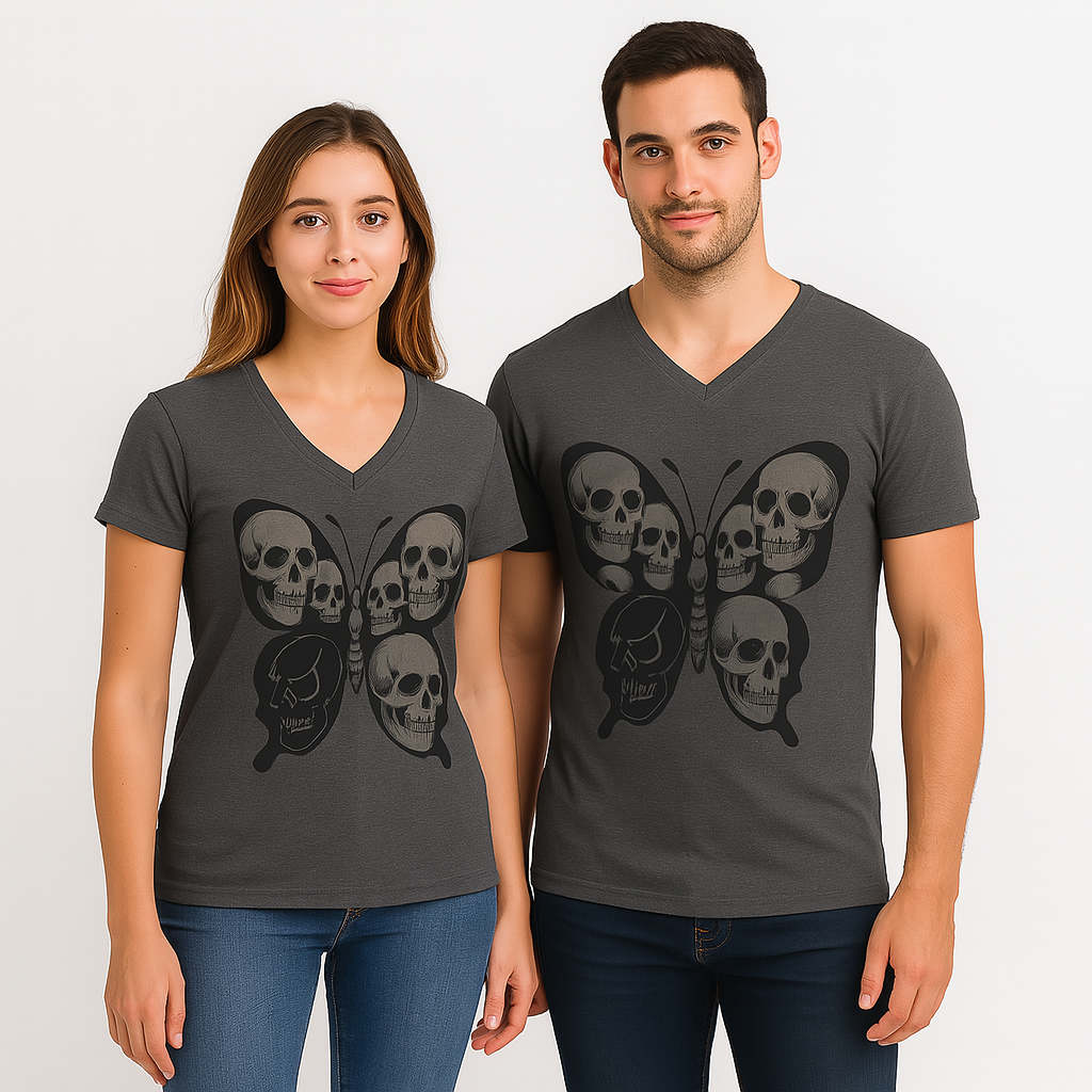 Skull Butterfly Rebel Tee | Dark Art V-Neck | Unisex Fit
