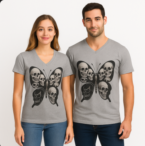 Skull Butterfly Rebel Tee | Dark Art V-Neck | Unisex Fit