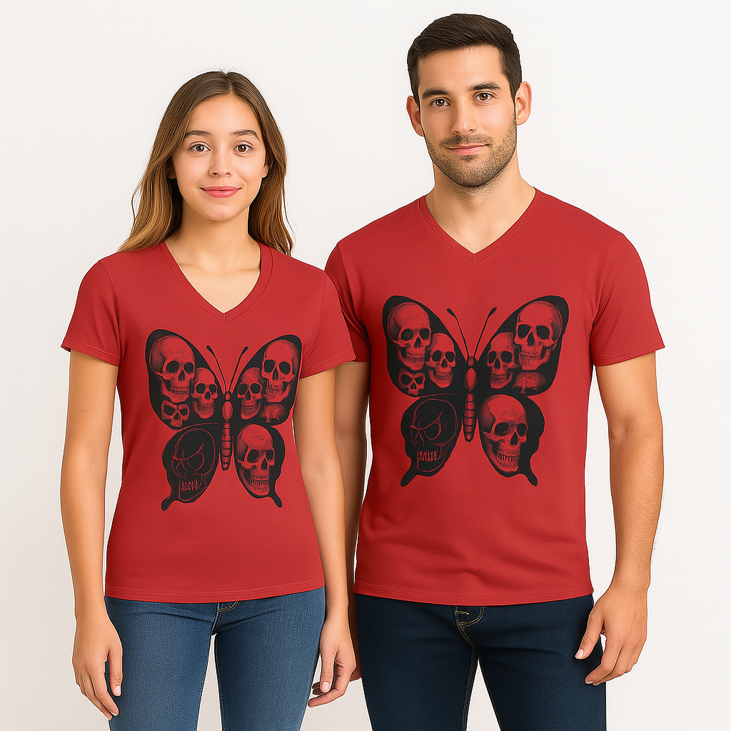 Skull Butterfly Rebel Tee | Dark Art V-Neck | Unisex Fit