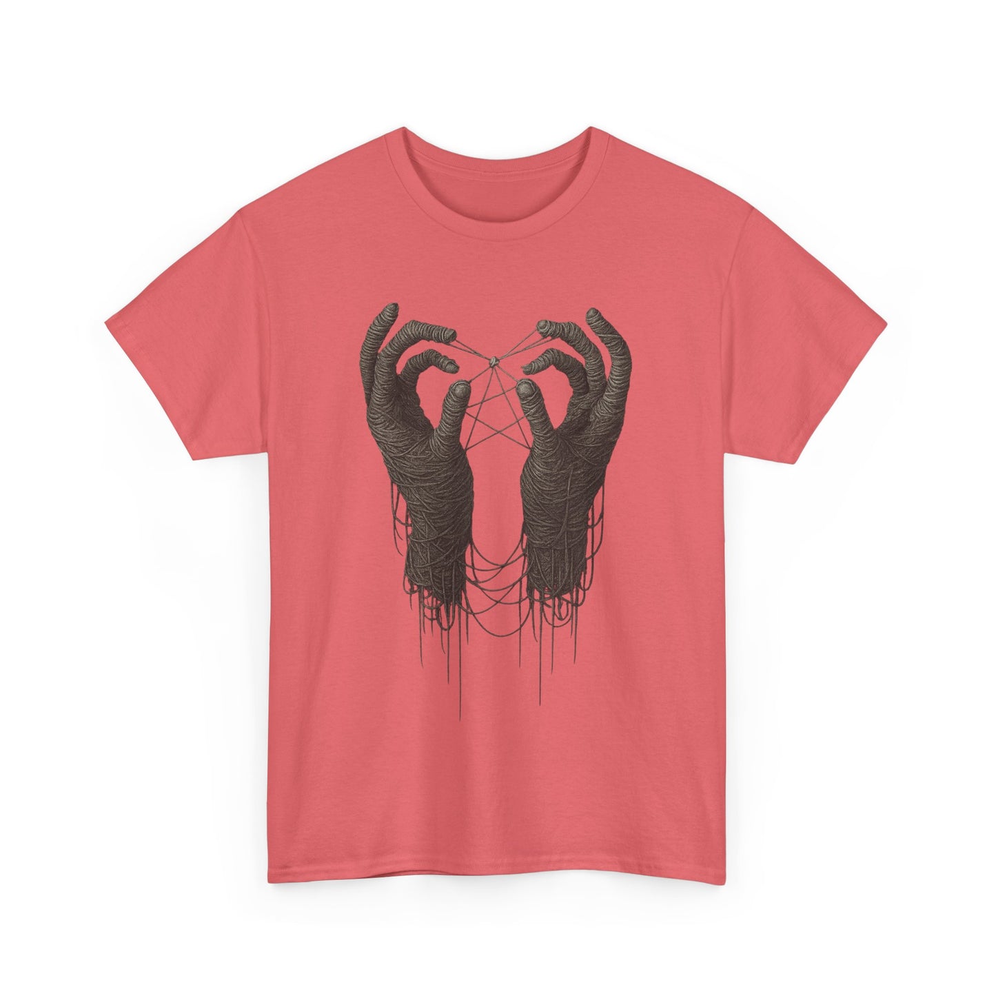 Mystic Thread Hands Unisex Heavy Cotton Tee, Dark Art Graphic T-Shirt, Witchy Aesthetic Shirt, Gothic Casual Wear, Unique Gift for Him or Her