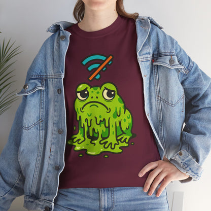 Melting Frog Meme T-Shirt, Funny No WiFi Tee, Internet Is Down Shirt, Cute Cartoon Frog Graphic, Gen Z Gift, Unisex Cotton Top